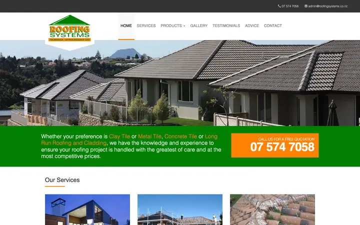 roofingsystems.co.nz homepage on desktop