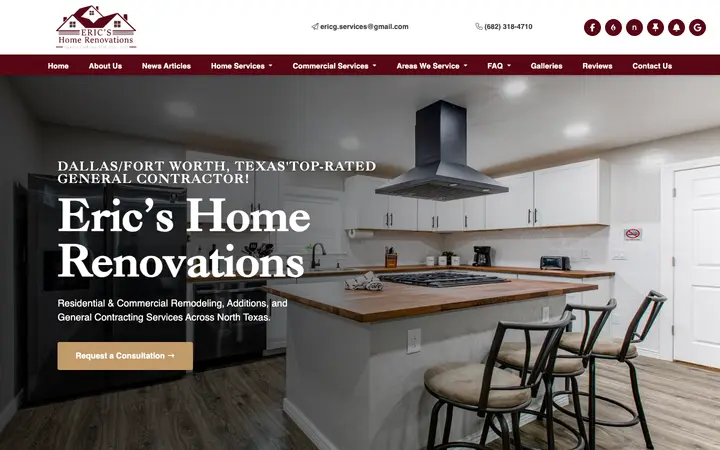 ericshomerenovation.com homepage on desktop