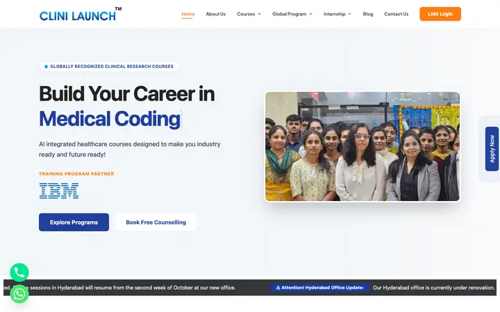 clinilaunchresearch.in homepage