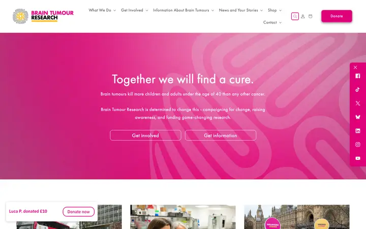 braintumourresearch.org homepage
