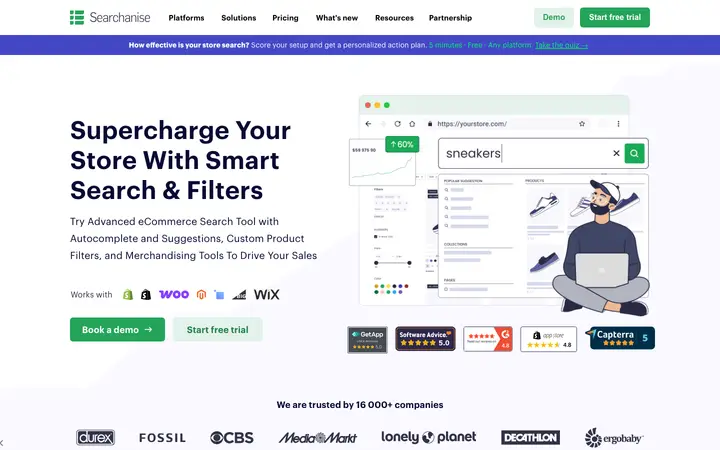 searchanise.io homepage
