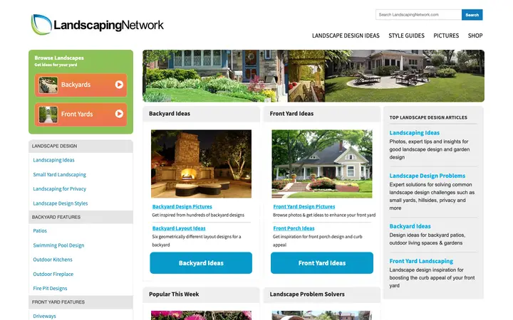 landscapingnetwork.com homepage on desktop