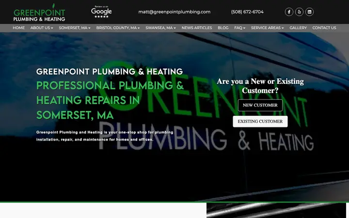 greenpointplumbing.com homepage on desktop