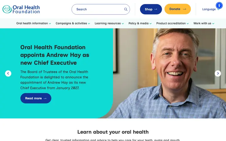 dentalhealth.org homepage