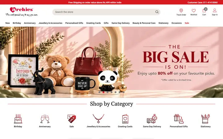 archiesonline.com homepage