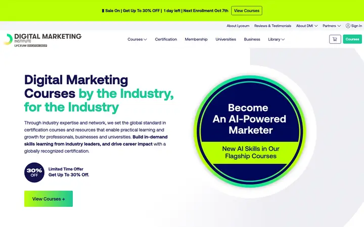 digitalmarketinginstitute.com homepage