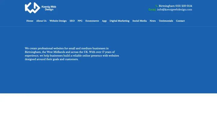 koenigwebdesign.com homepage