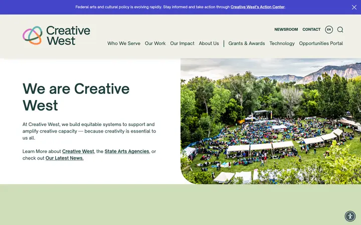 wearecreativewest.org homepage