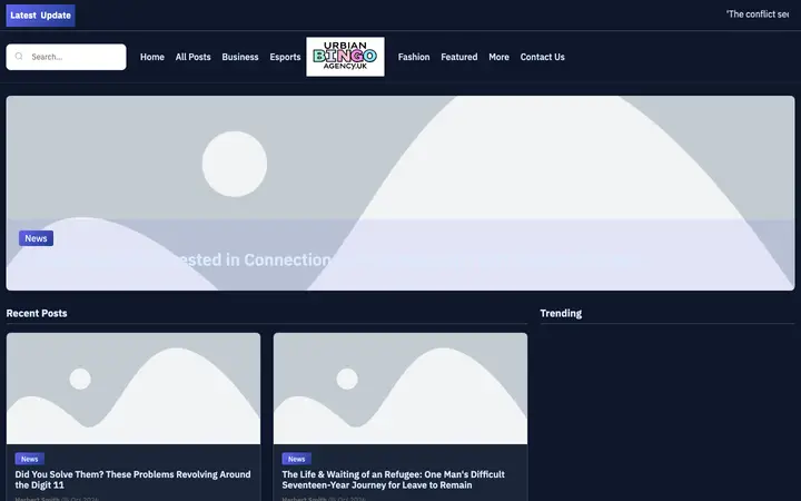 urbanbingoagency.uk homepage on desktop