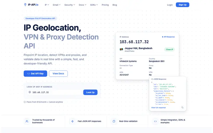 ip-api.io homepage