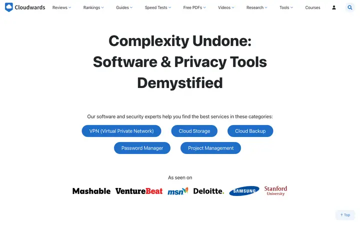 cloudwards.net homepage