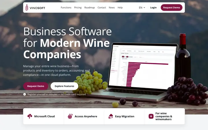 vinosoft.ch homepage