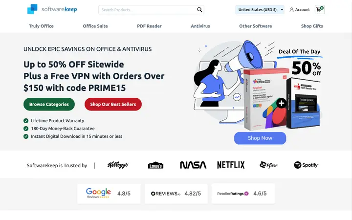 softwarekeep.com homepage