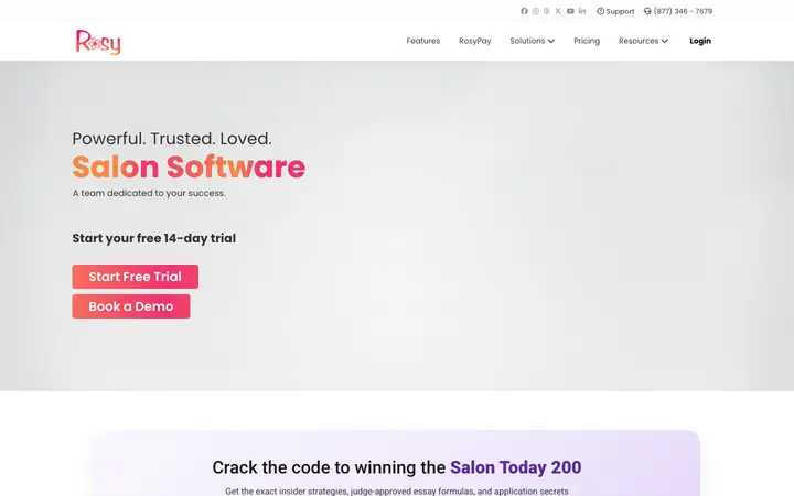 rosysalonsoftware.com homepage