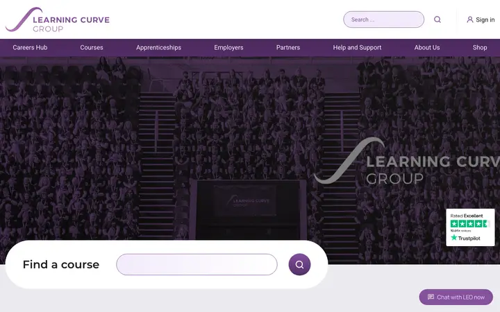 learningcurvegroup.co.uk homepage on desktop