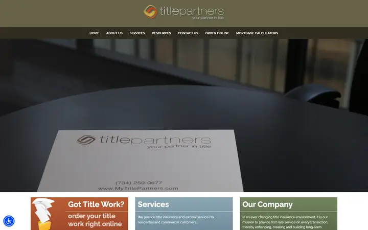 mytitlepartners.com homepage on desktop