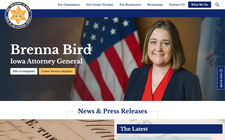 iowaattorneygeneral.gov homepage