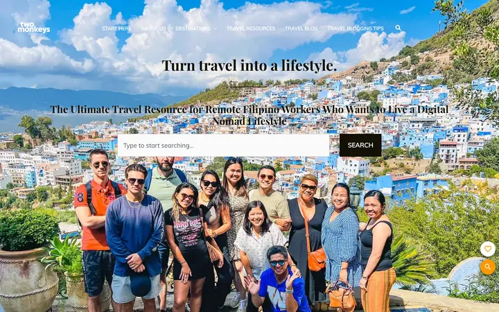 twomonkeystravelgroup.com homepage