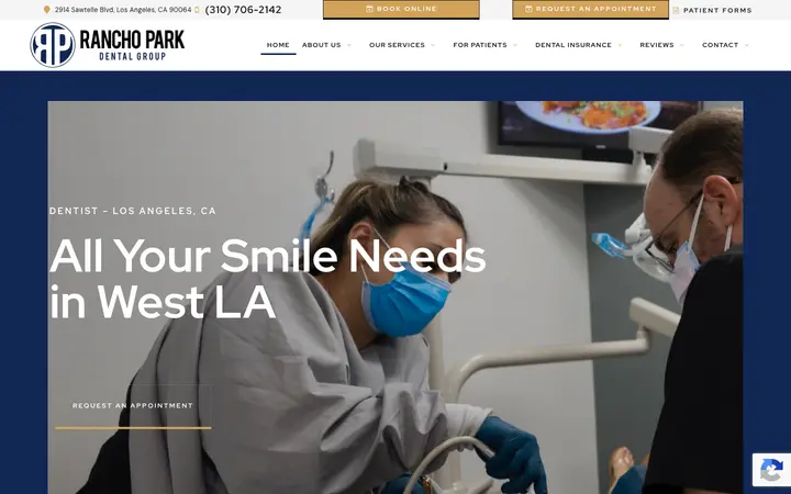 ranchoparkdentalgroup.com homepage on desktop