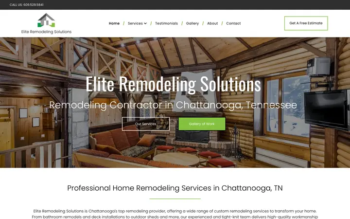 eliteremodelingsolutions.com homepage on desktop