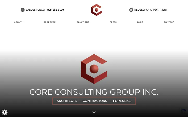 corecongroup.com homepage on desktop