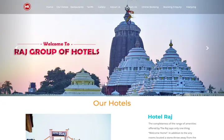 rajgroupofhotels.com homepage on desktop