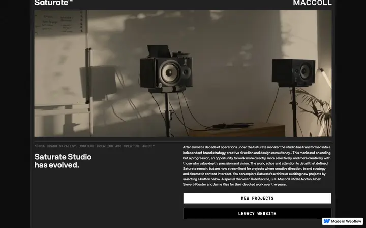 saturate.au homepage