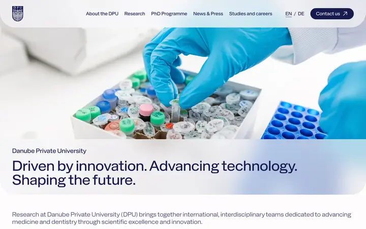 dpu-research.at homepage on desktop