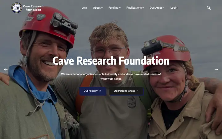 cave-research.org homepage on desktop