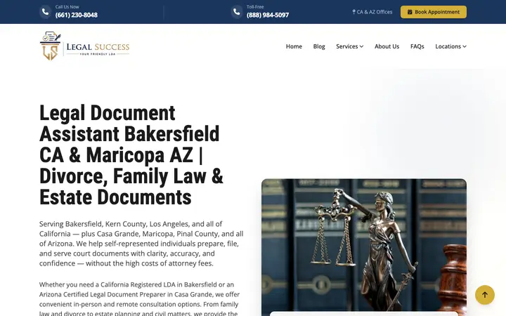 mylegalsuccess.com homepage on desktop