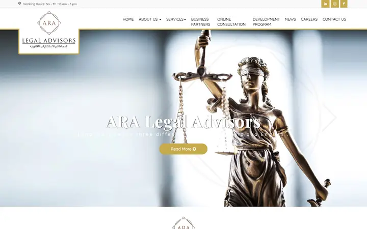 aralegaladvisors.com homepage on desktop