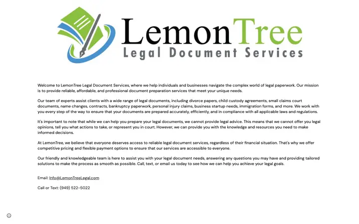lemontreelegal.com homepage