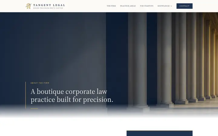 tangentlegal.com homepage on desktop