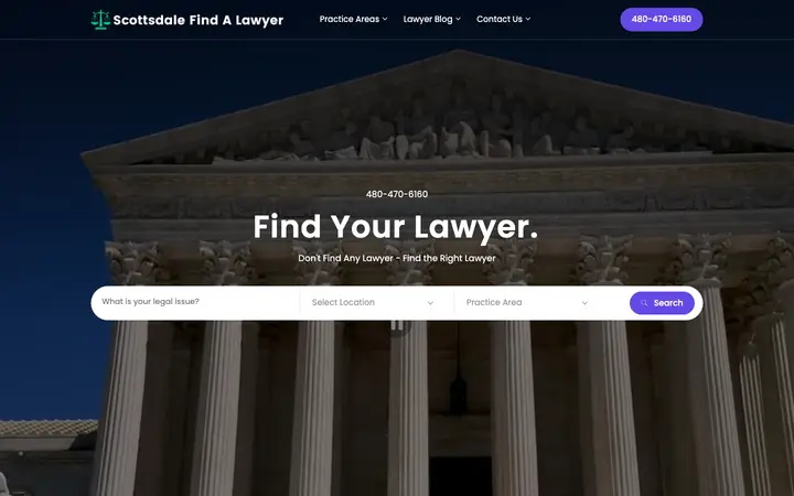 scottsdalefindalawyer.com homepage on desktop
