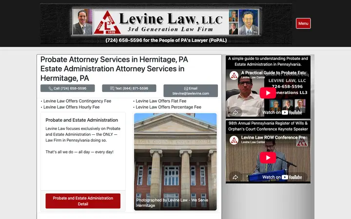 hermitage-pa-probate-estate-administration-attorney.com homepage on desktop