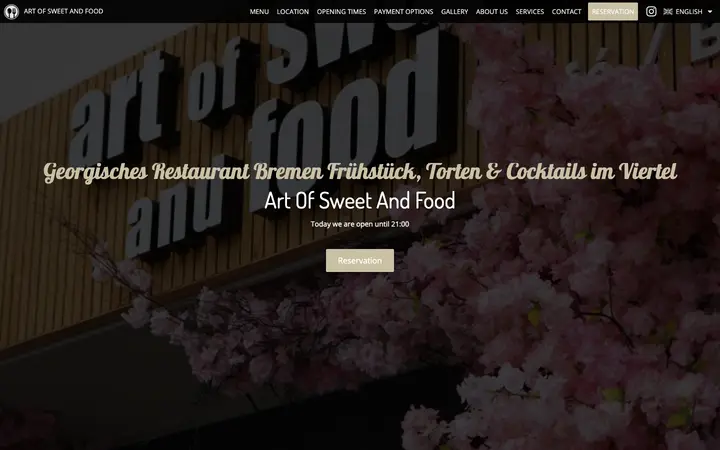 artofsweetandfood.de homepage on desktop