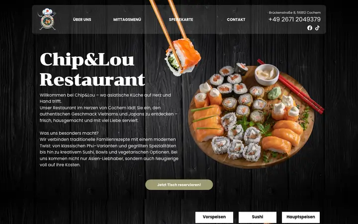 chiplou-restaurant.com homepage on desktop