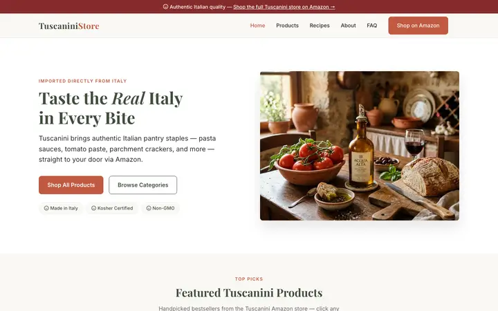 tuscaninifoodstore.com homepage