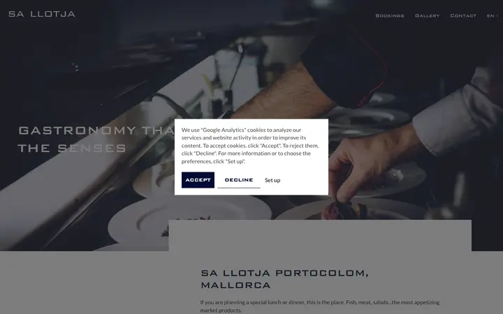 restaurantsallotjaportocolom.com homepage on desktop