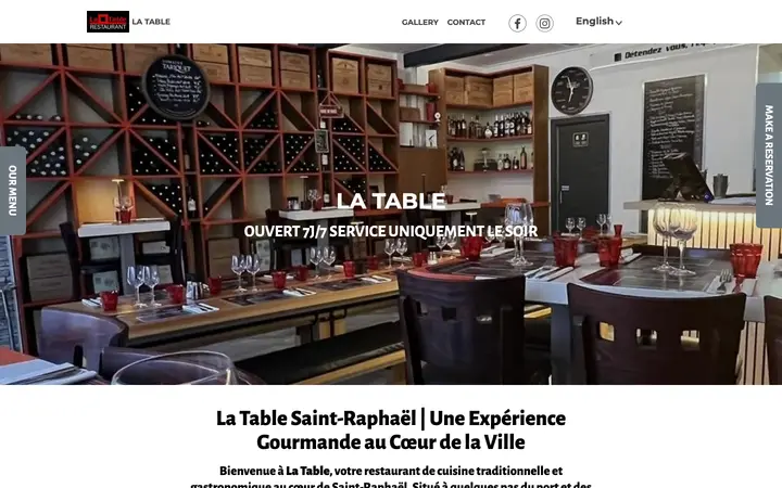 latablerestaurant.fr homepage on desktop