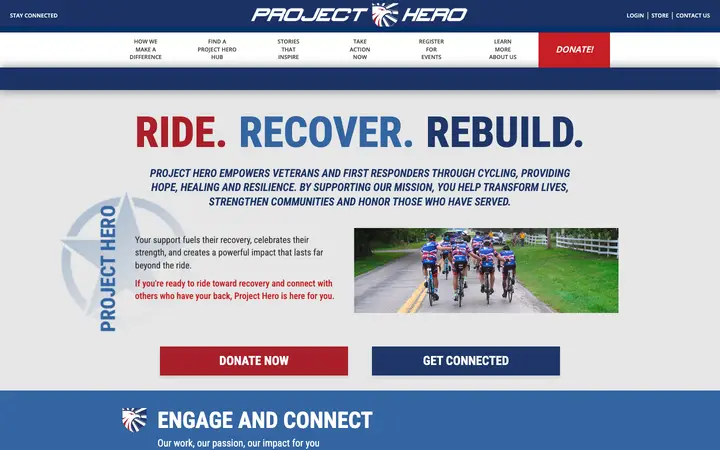 weareprojecthero.org homepage on desktop
