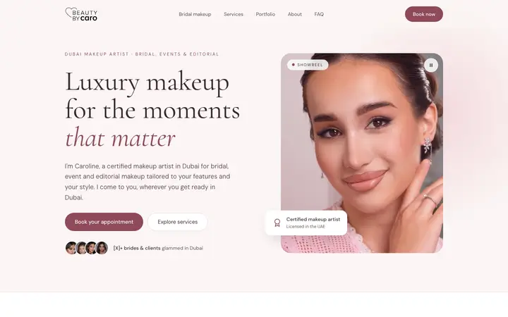 beautybycaro.com homepage