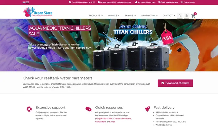 reef-aquarium-store.com homepage
