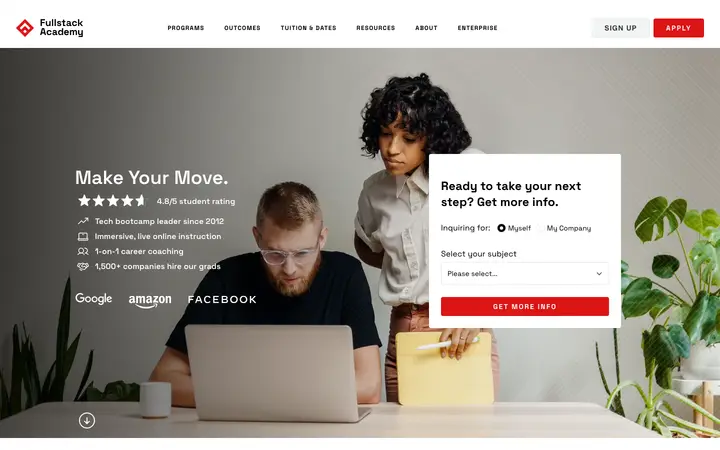 fullstackacademy.com homepage