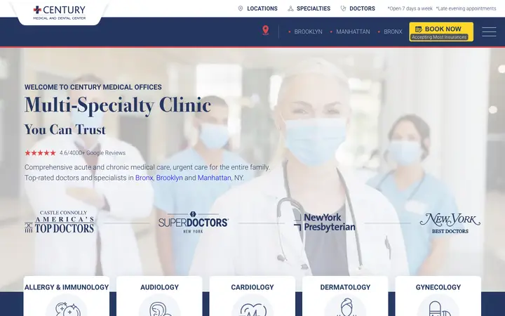 centurymedicaldental.com homepage