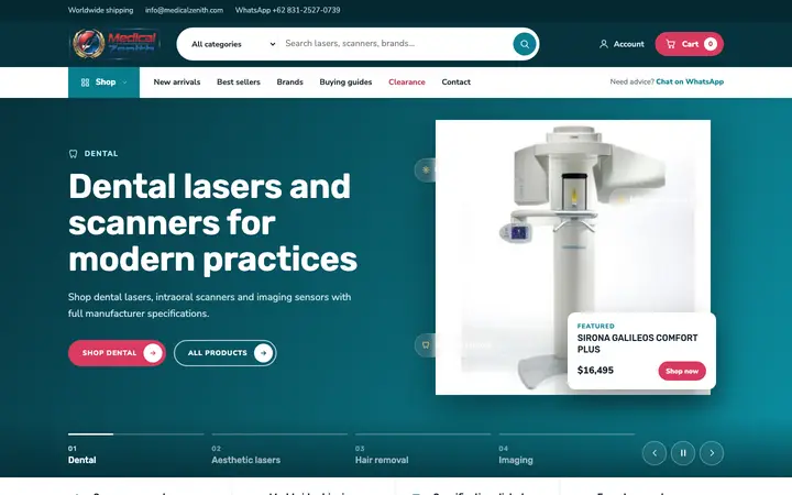 medicalzenith.com homepage on desktop