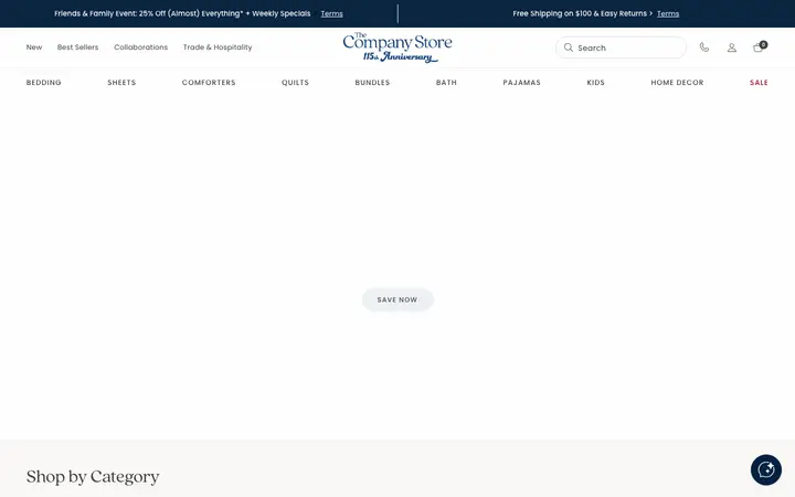 thecompanystore.com homepage on desktop