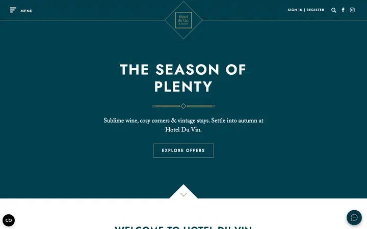 hotelduvin.com homepage on desktop