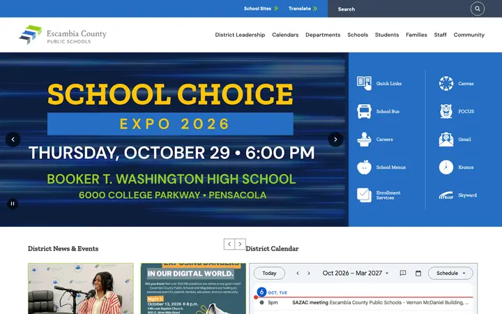 escambiaschools.org homepage on desktop