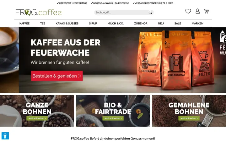 frogcoffee.de homepage on desktop